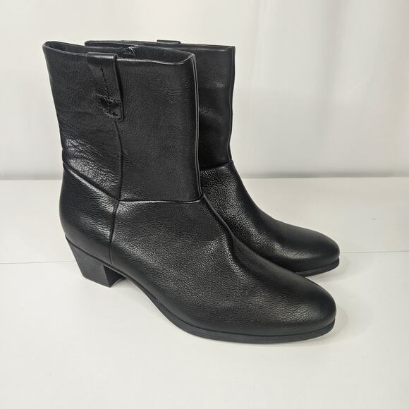 Munro Mid Calf Black Leather Boots Tyler M612781 WM 11 Black Western Booties - Picture 1 of 10